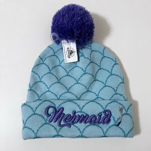 Disney Parks The Little Mermaid Ariel Dinglehopper Pom Adult Beanie Knit Cap Hat
